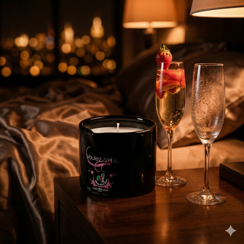 Bougie de massage goût Fraise Pétiillant ALLUME-MOI by Voulez-Vous...