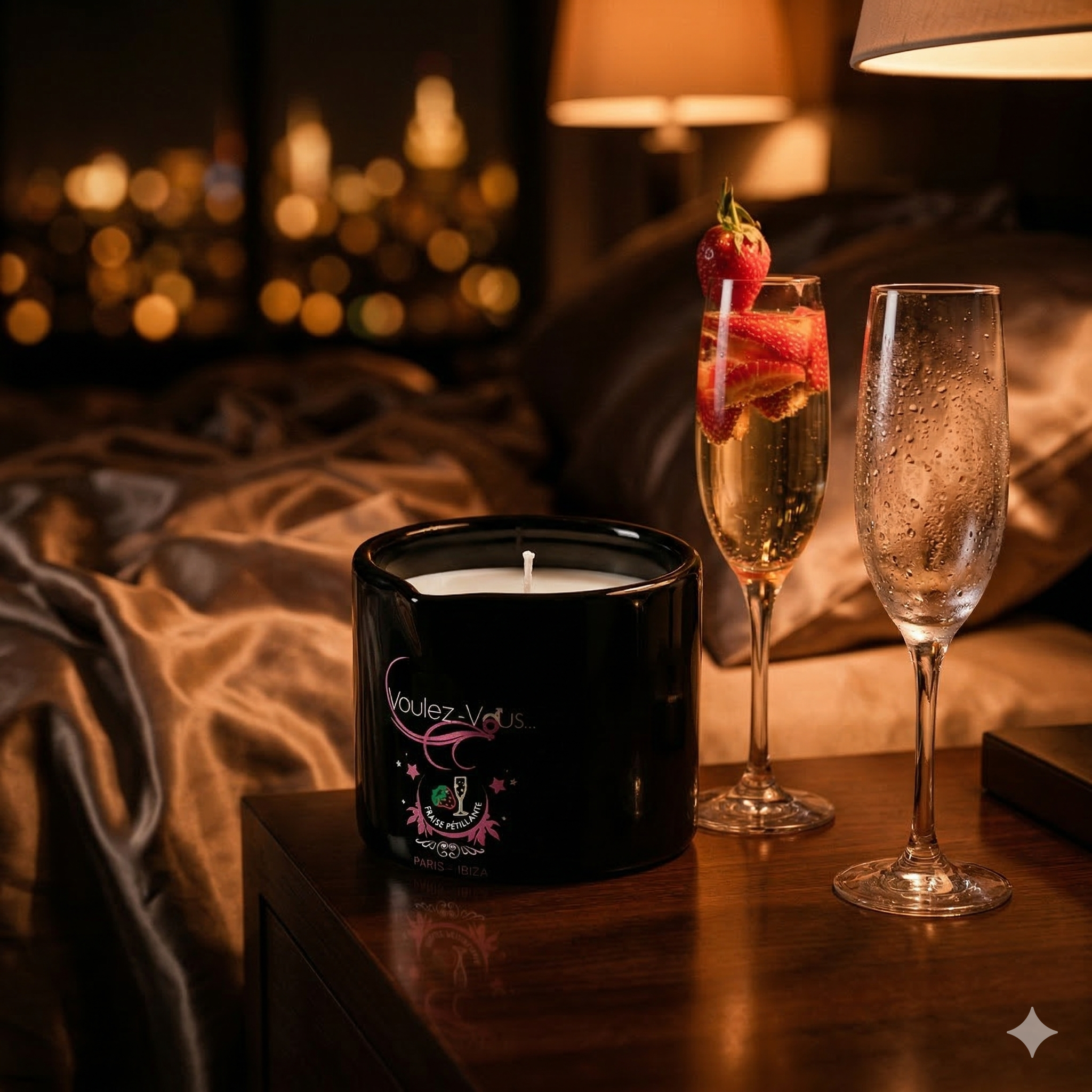 Bougie de massage goût Fraise Pétiillant ALLUME-MOI by Voulez-Vous...