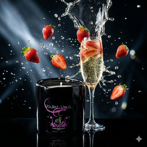 Bougie de massage goût Fraise Pétiillant ALLUME-MOI by Voulez-Vous...