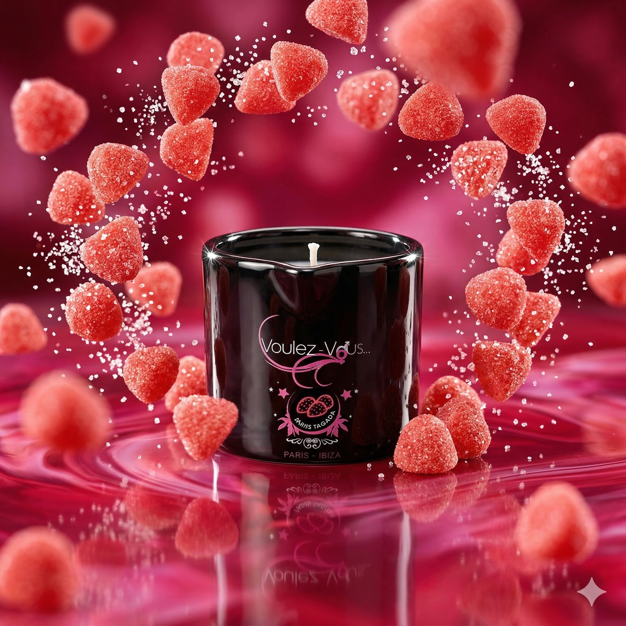 Bougie de massage goût Fraise Tagada ALLUME-MOI by Voulez-Vous...