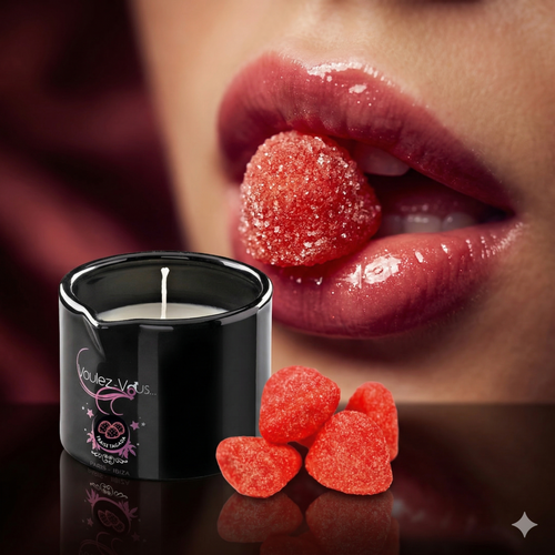Bougie de massage goût Fraise Tagada ALLUME-MOI by Voulez-Vous...
