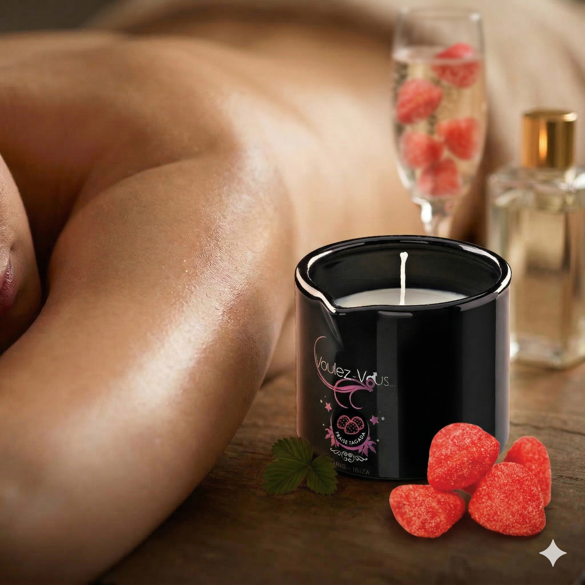 Bougie de massage goût Fraise Tagada ALLUME-MOI by Voulez-Vous...