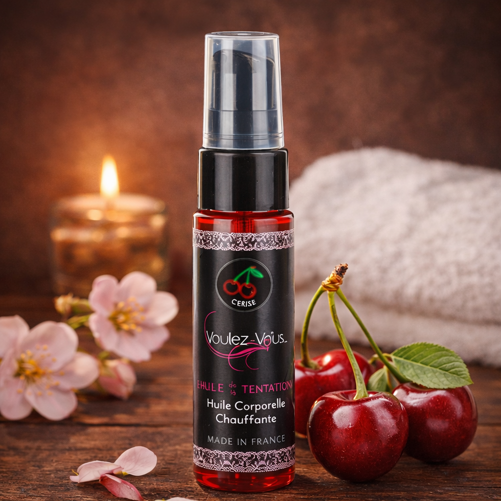 Huile chauffante – Cerise - L’HUILE DE LA TENTATION – by Voulez-Vous…