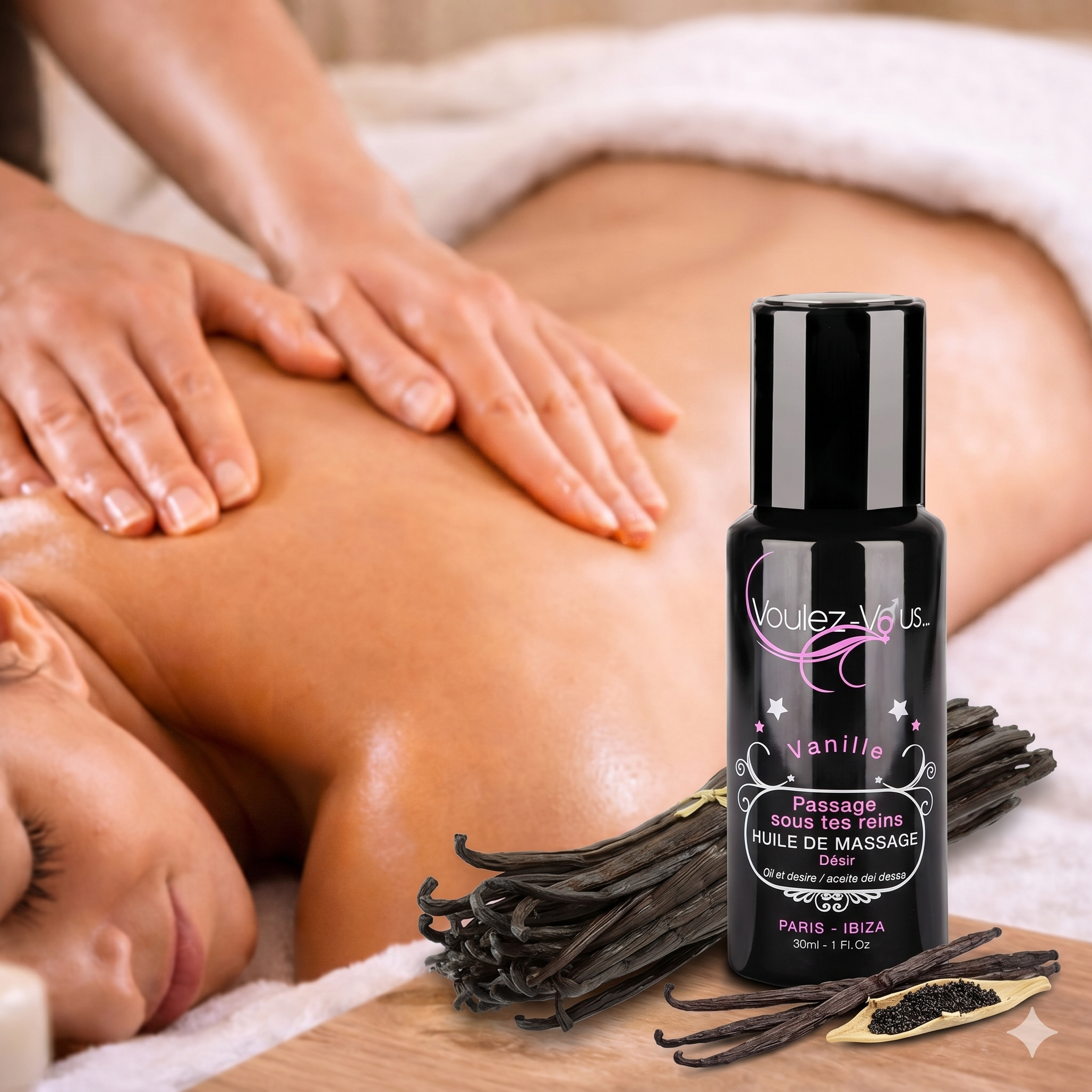Huile de massage Désir PASSAGE SOUS TES REINS – Voulez-Vous…